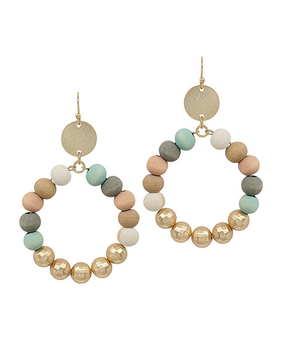Wood Beads Round Shape Earring