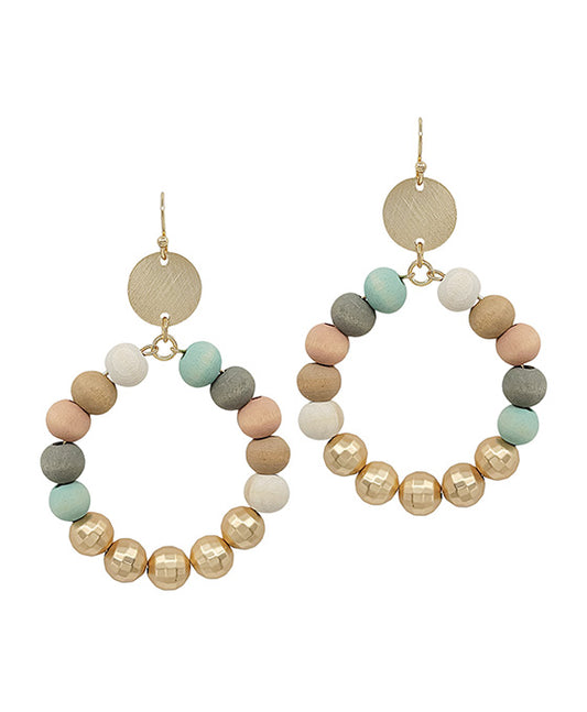 Wood Beads Round Shape Earring