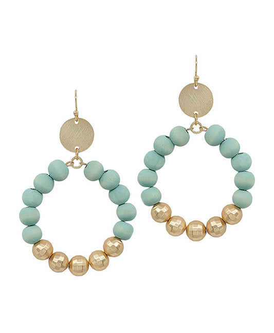Wood Beads Round Shape Earring