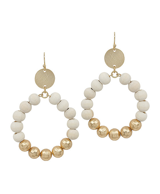 Wood Beads Round Shape Earring