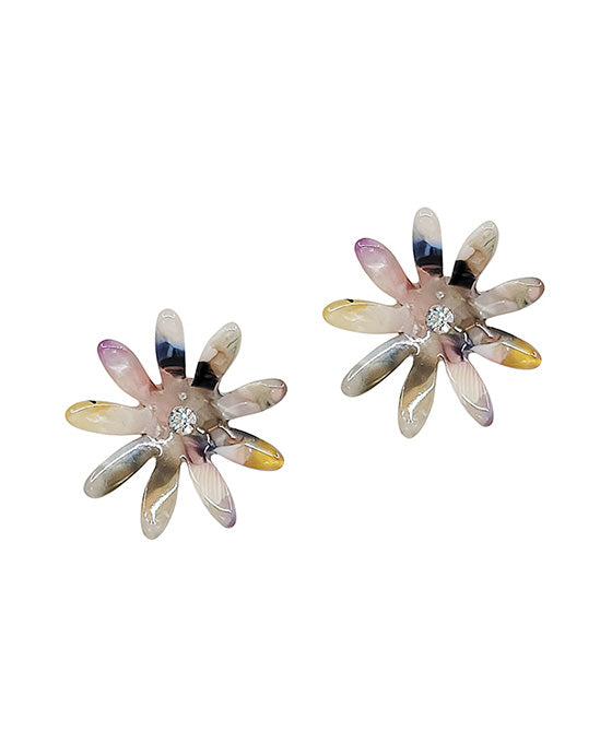 Acetate Flower Stud Earring