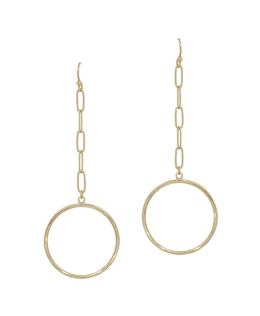 Round Casting Drop Chain Earring