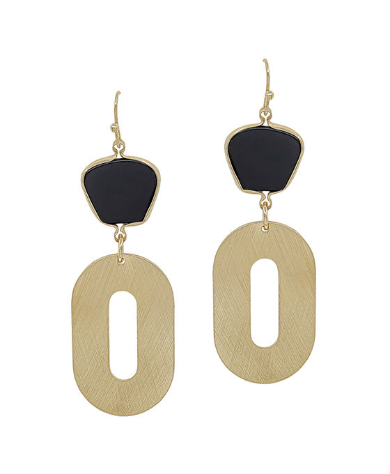 Geo Metal Casting w/ Semi Stone Earring