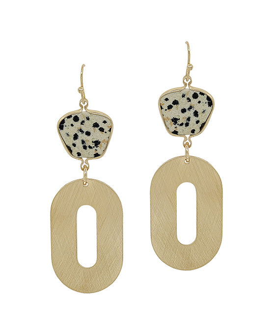 Geo Metal Casting w/ Semi Stone Earring