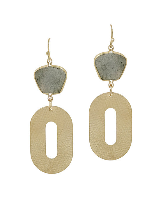 Geo Metal Casting w/ Semi Stone Earring