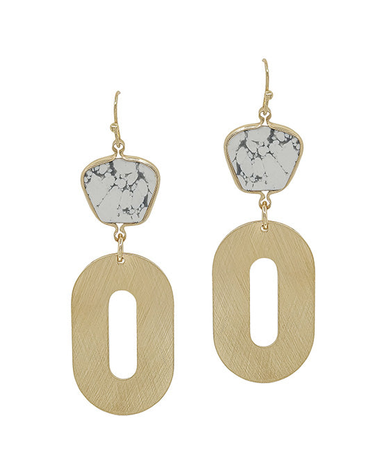 Geo Metal Casting w/ Semi Stone Earring