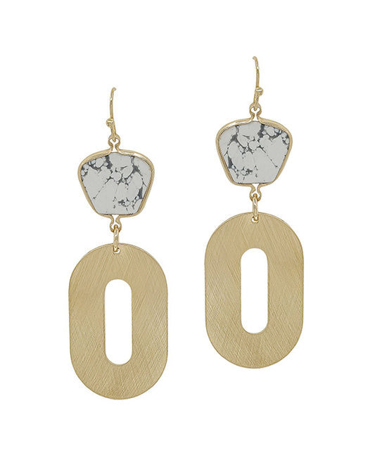 Geo Metal Casting w/ Semi Stone Earring