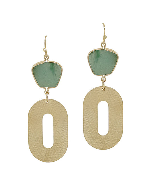 Geo Metal Casting w/ Semi Stone Earring