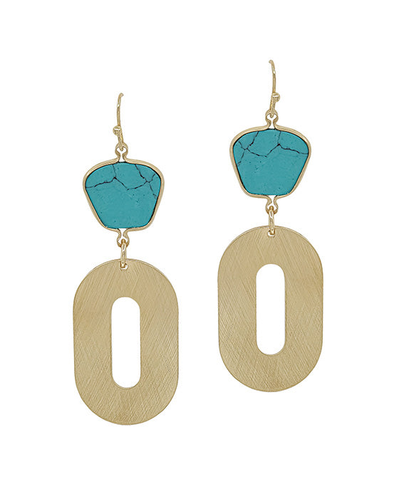 Geo Metal Casting w/ Semi Stone Earring