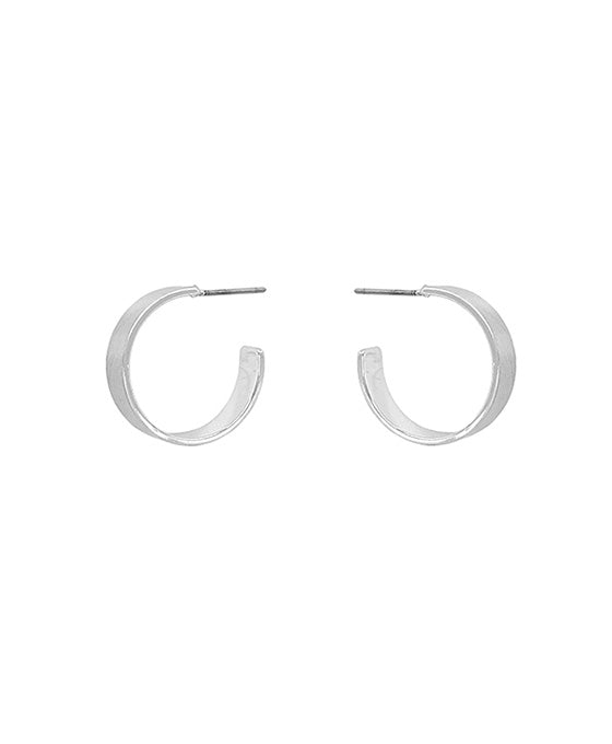 18mm Brushed Textured Metal Hoop Earring