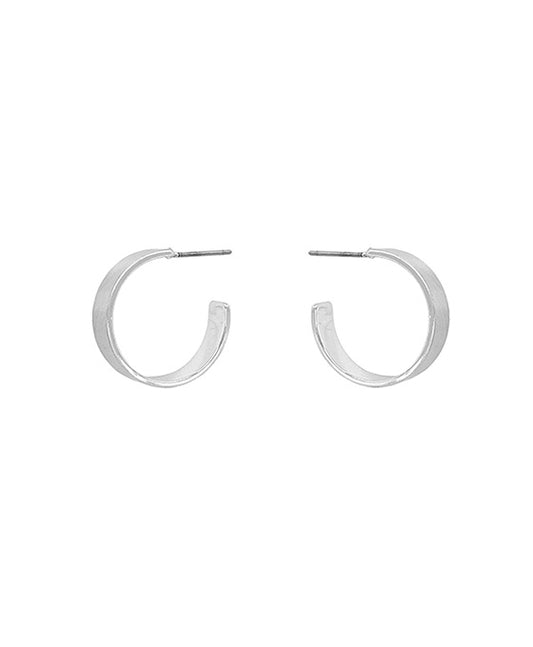 18mm Brushed Textured Metal Hoop Earring