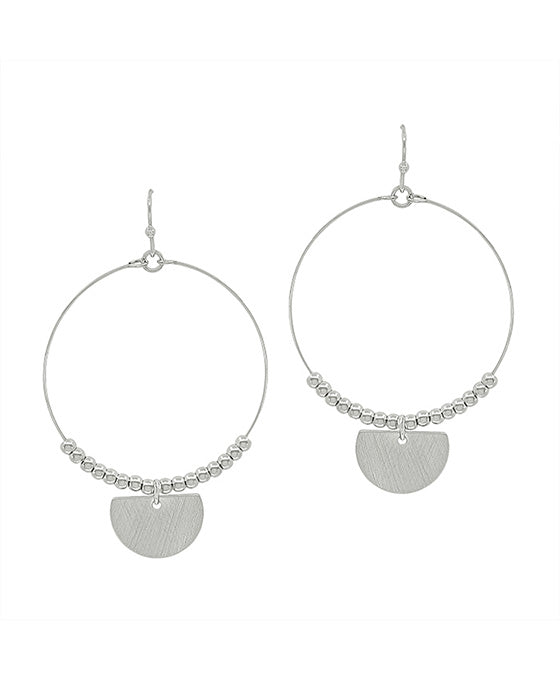 Half Round Metal Charm w/ CCB Earring