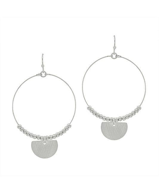 Half Round Metal Charm w/ CCB Earring