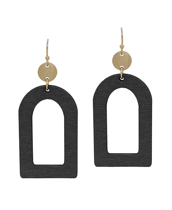 Geo Shape Wood w/ Round Casting Earring