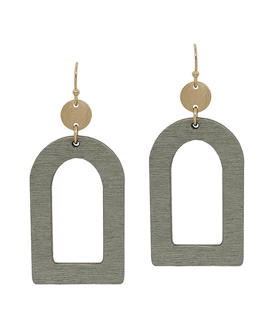 Geo Shape Wood w/ Round Casting Earring
