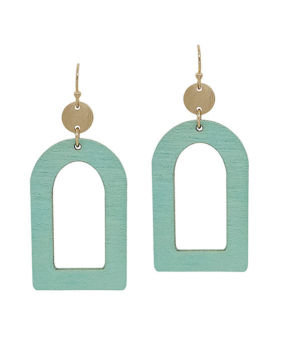 Geo Shape Wood w/ Round Casting Earring
