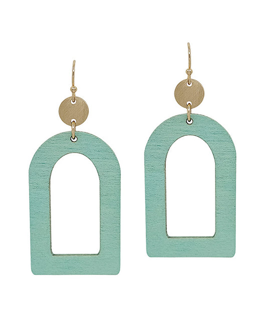 Geo Shape Wood w/ Round Casting Earring