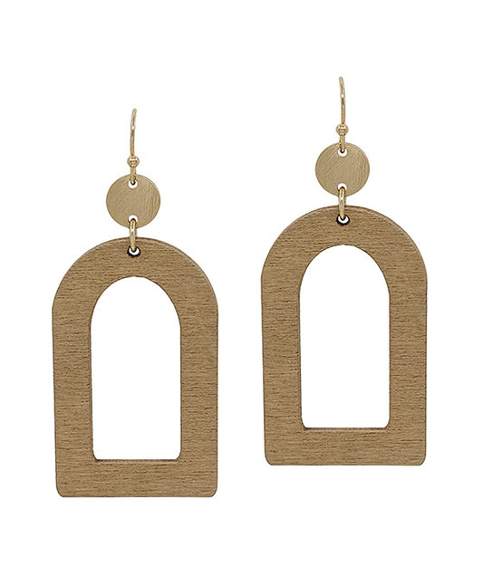 Geo Shape Wood w/ Round Casting Earring
