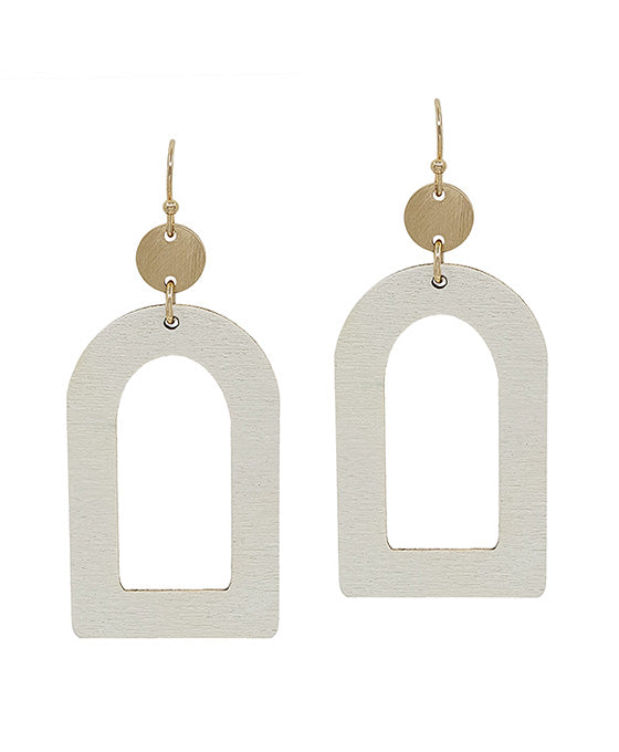 Geo Shape Wood w/ Round Casting Earring