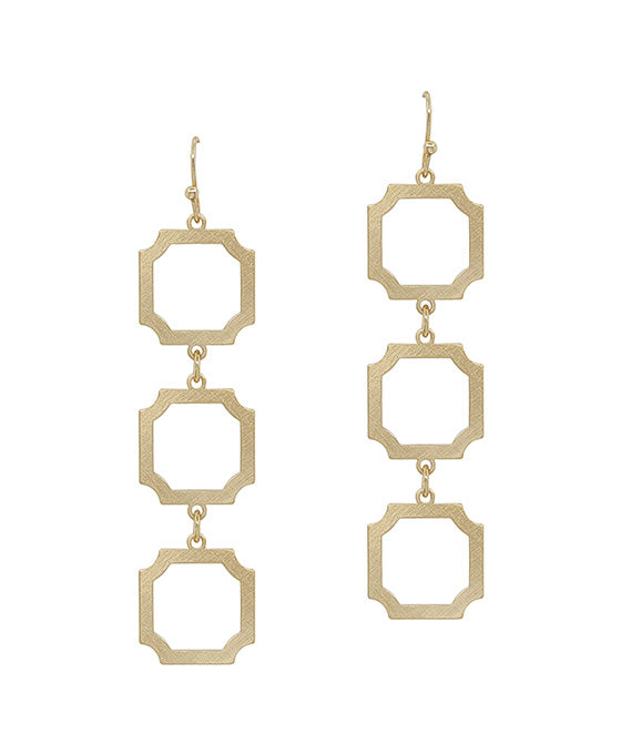 3 Drop Geo Metal Earring