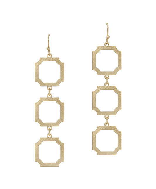 3 Drop Geo Metal Earring