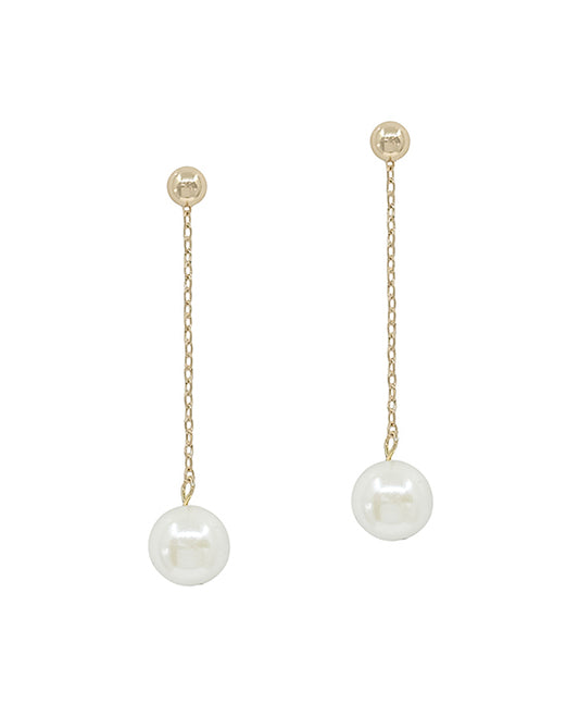 Cream Pearl Drop Metal Post Earring