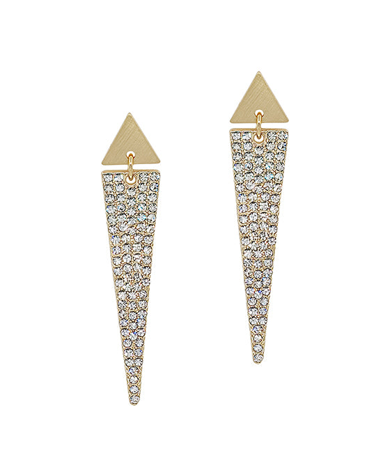 Triangle Metal Accent Pave Post Earring