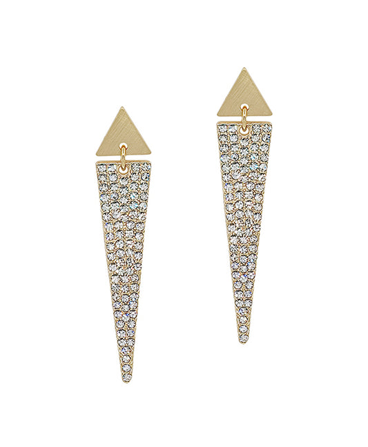 Triangle Metal Accent Pave Post Earring