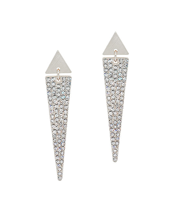 Triangle Metal Accent Pave Post Earring