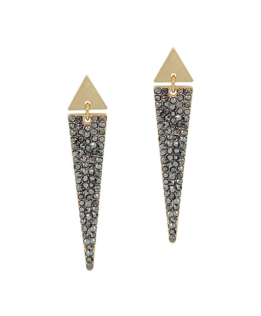 Triangle Metal Accent Pave Post Earring
