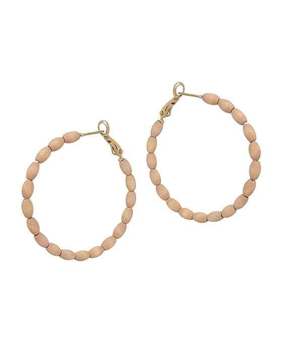 45mm Round Shape Wood Beads Earring