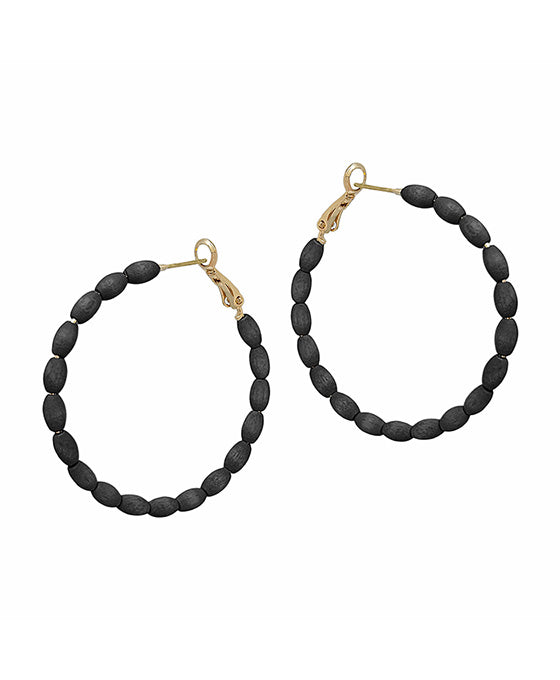 45mm Round Shape Wood Beads Earring