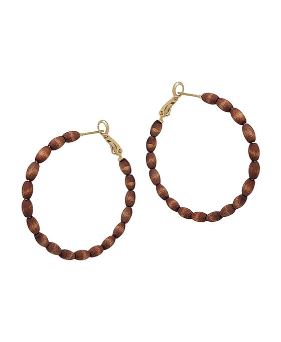 45mm Round Shape Wood Beads Earring
