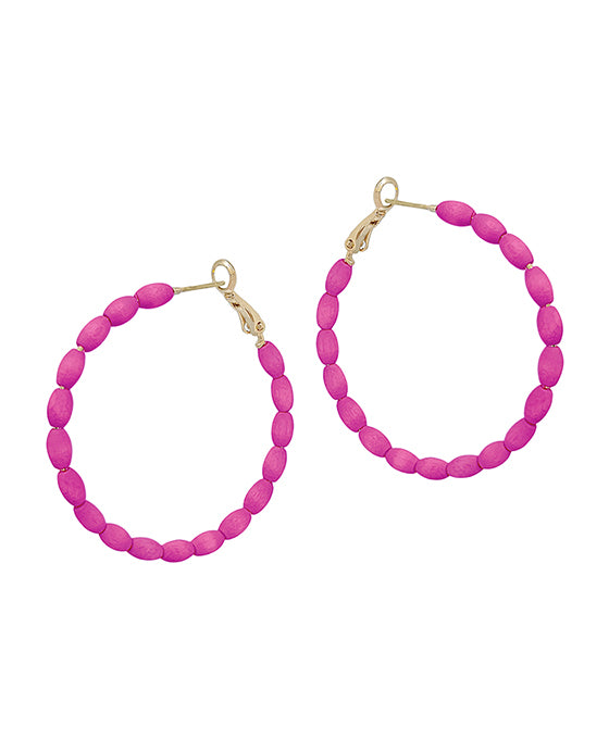 45mm Round Shape Wood Beads Earring
