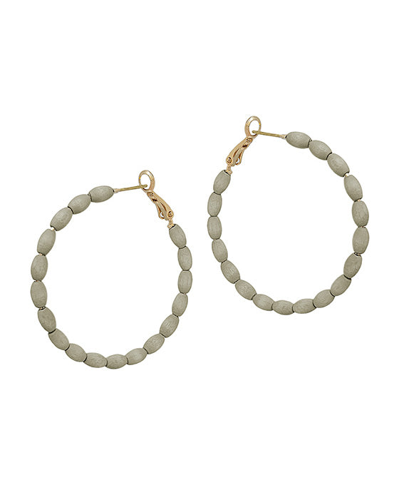 45mm Round Shape Wood Beads Earring