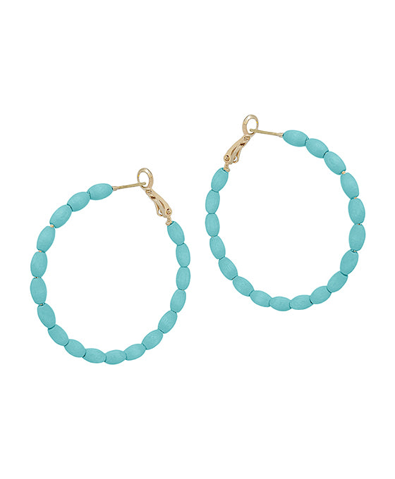 45mm Round Shape Wood Beads Earring