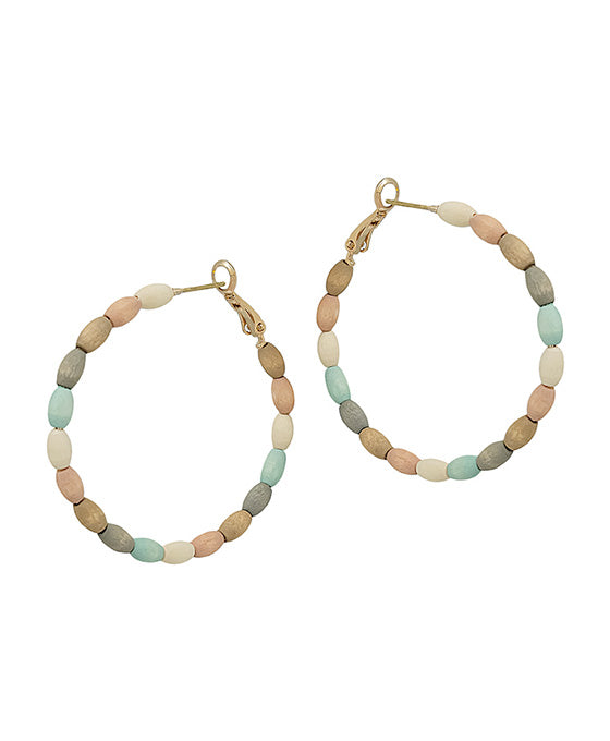 45mm Round Shape Wood Beads Earring