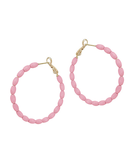 45mm Round Shape Wood Beads Earring
