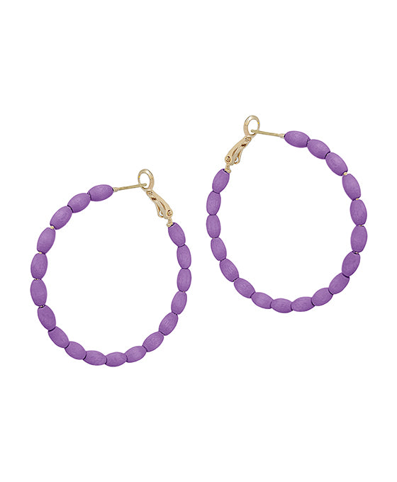 45mm Round Shape Wood Beads Earring