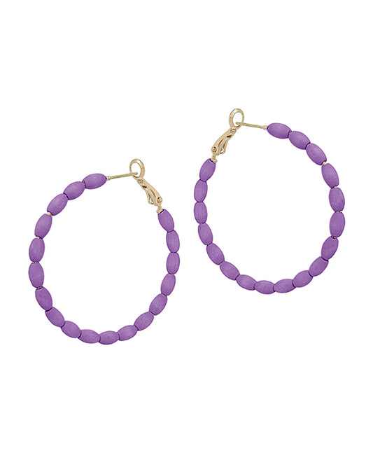 45mm Round Shape Wood Beads Earring