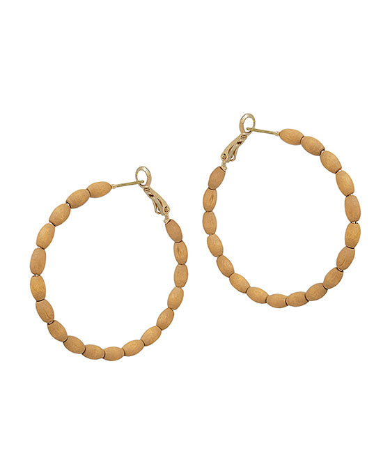 45mm Round Shape Wood Beads Earring
