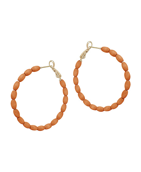 45mm Round Shape Wood Beads Earring