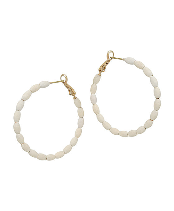 45mm Round Shape Wood Beads Earring