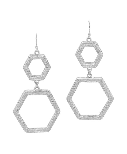 Double Hexagon Metal Earring