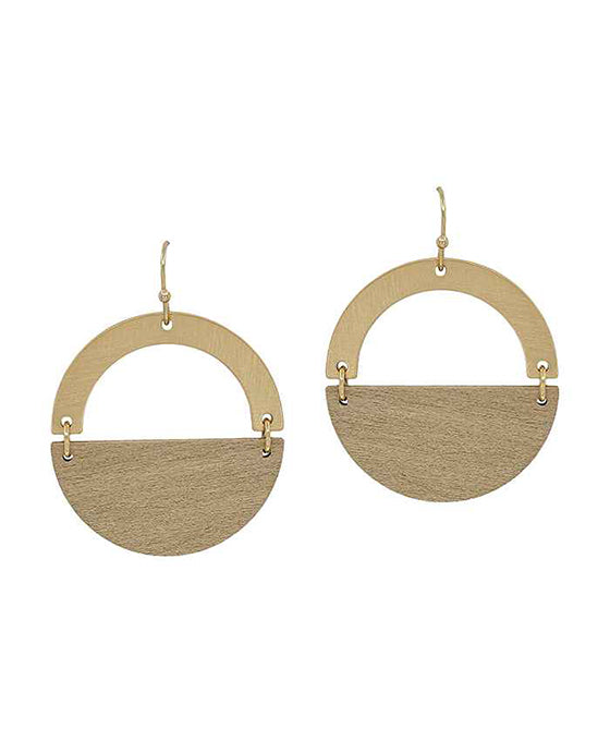 Round Casting w/ Wood Layered Earring