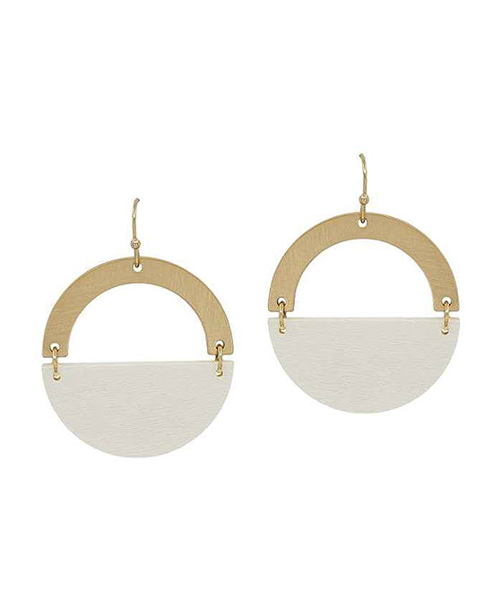 Round Casting w/ Wood Layered Earring