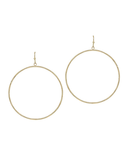 50mm Thin Hammered Metal Round Earring