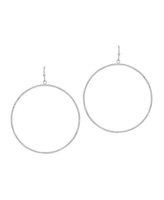 50mm Thin Hammered Metal Round Earring