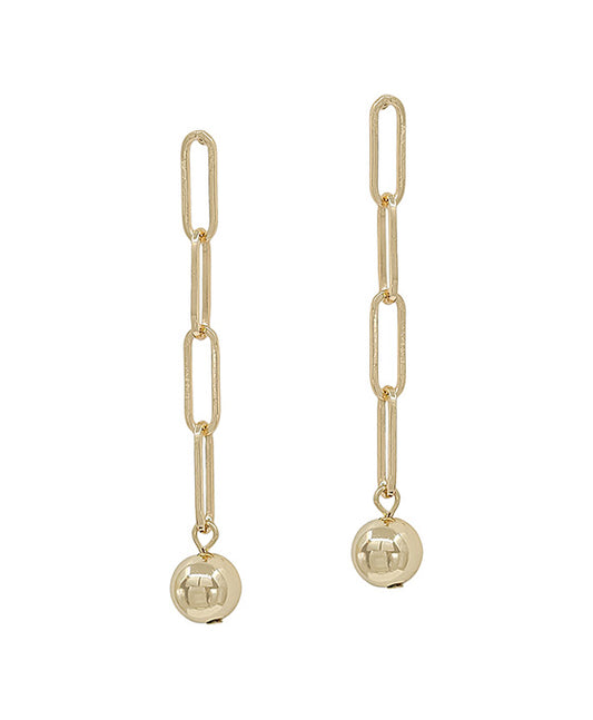 Clip Chain Linear w/ Metal Ball Earring