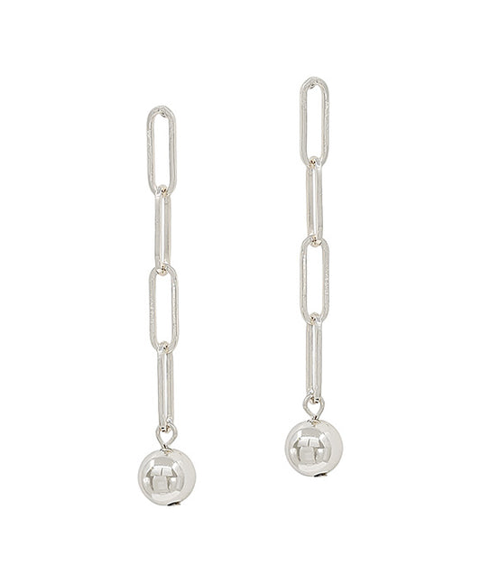 Clip Chain Linear w/ Metal Ball Earring